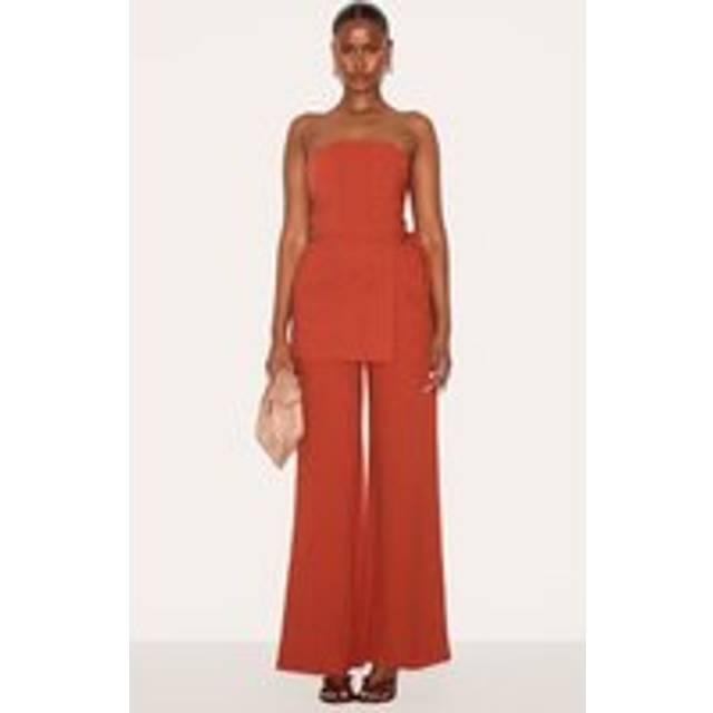 PLT Label Paprika Overlay Panel Lace Up Tailored Jumpsuit, Paprika - 6