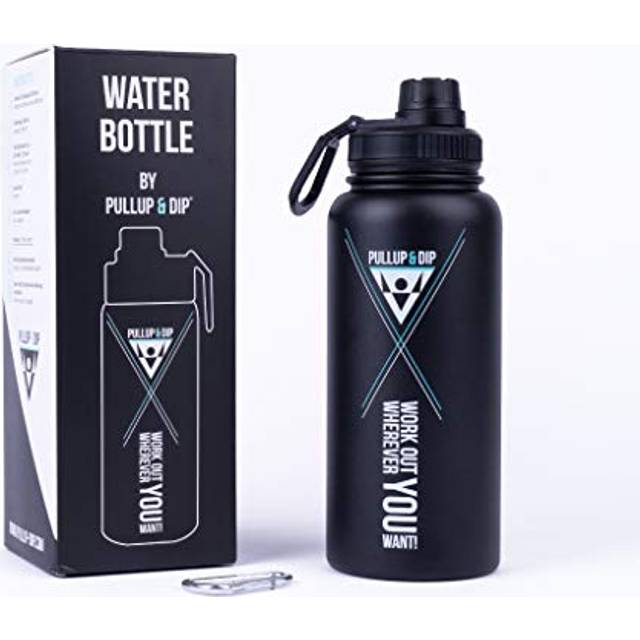 PULLUP & DIP Double-Walled Stainless Steel Sports Water Bottle 950ml, BPA-free, leak proof and vacuum Insulated - ideal for the gym, outdoors, cy