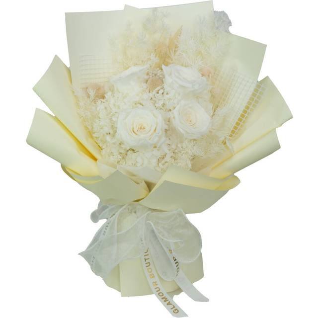 GLAMOUR BOUTIQUE Preserved Flowers Bouquet - Flowers Forever in a Box with Hydrangeas & More  Gift Ready for Anniversary  Birthday  Valentine's Day  M