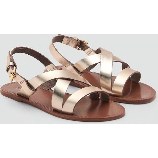 Metallic straps sandals gold - Kids - 11 - MANGO KIDS - Gold