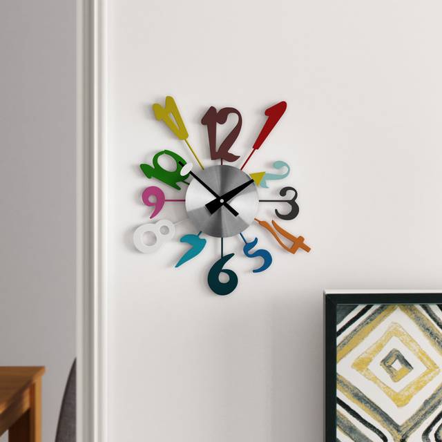 Funky Numbers Wall Clock - Multicolour (34cm W X 38cm H X 5cm D)