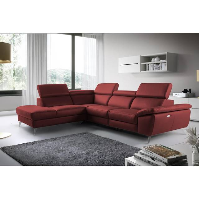 La Crosse Genuine Leather Electric Reclining Corner Sofa - Red
