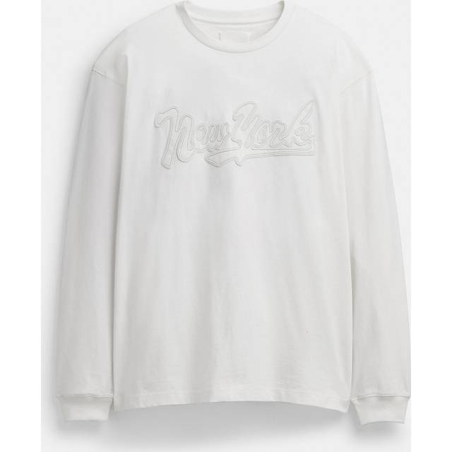 New York Long Sleeve T Shirt In Organic Cotton - White - X-Large