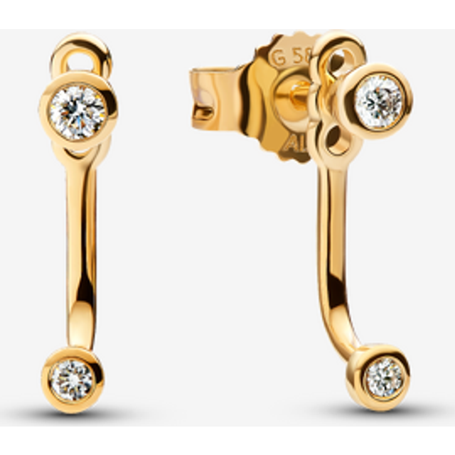 Pandora Era Bezel Lab-Grown Diamond Ear Jacket Stud Earrings - 14k gold / Lab-grown diamond - Clear - one size