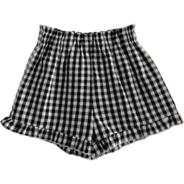SHEIN LMoss Young Girl Young Girl Woven Black & White Plaid Loose Casual Comfy Shorts