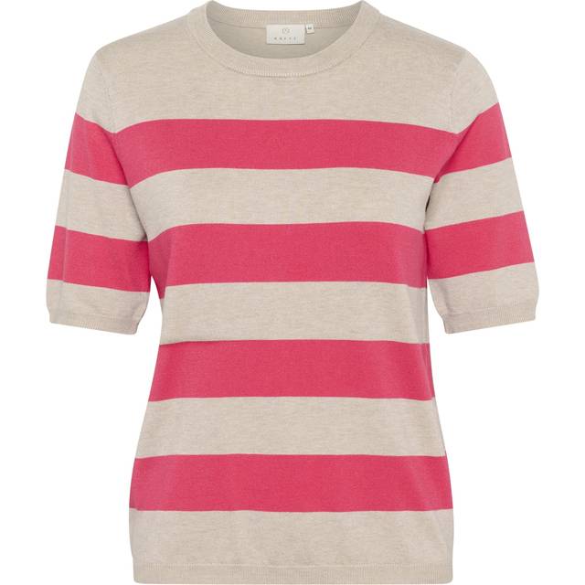 Striped knit blouse for women KAFFE Lizza - Rouge
