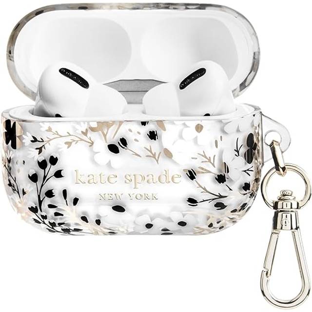 kate spade new york AirPods Pro skyddsfodral med nyckelring ring – multi blommig svart och vit, kompatibel med AirPods Pro 2:a/1:a generationen
