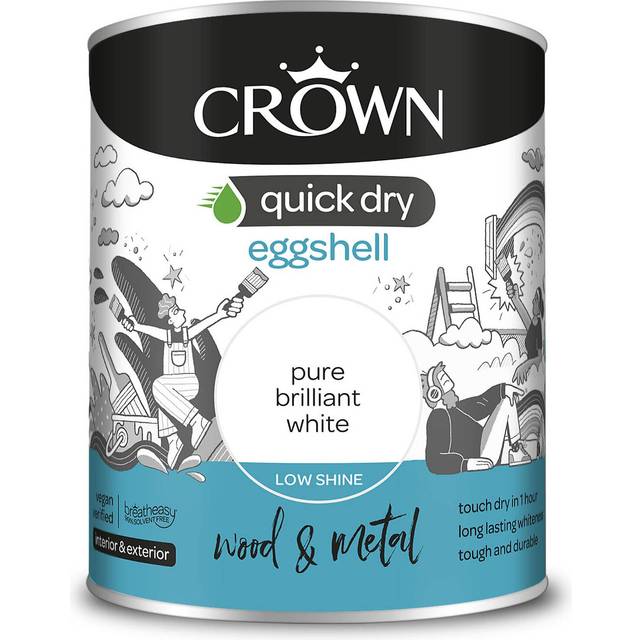 Crown - Quick Dry Eggshell Brilliant White - 750ml