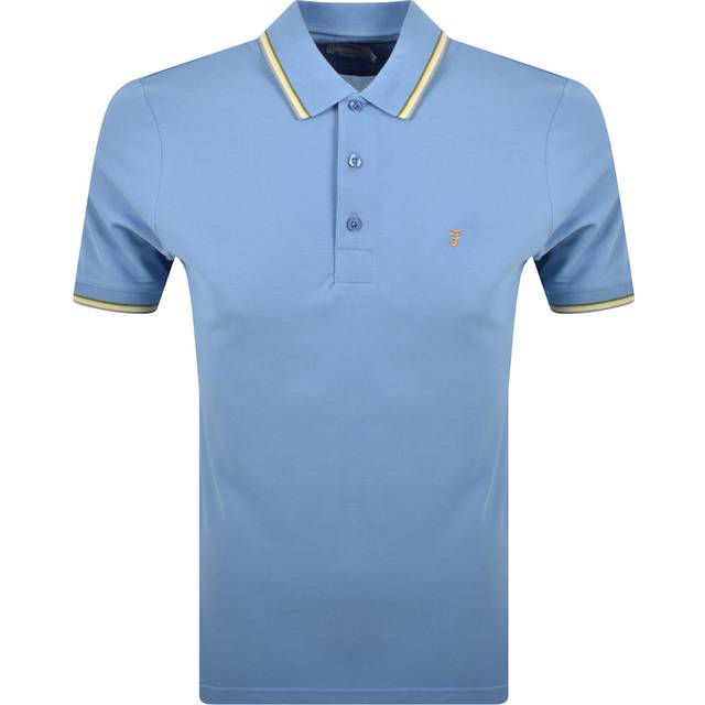 Farah Vintage Alvin Tipped Polo T Shirt Blue