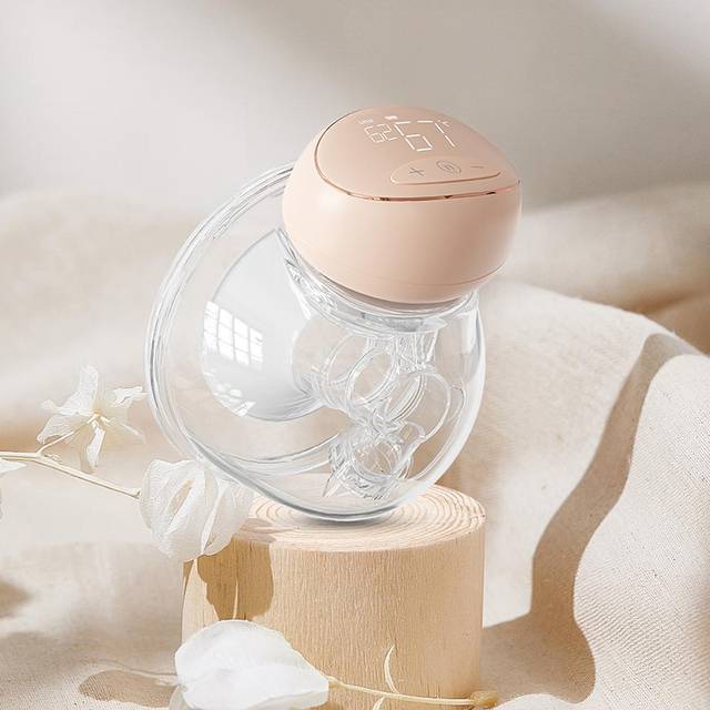 BEBEBAO P7 Wearable Electric Breast Pump Hands Free Milk Pump with LED Display 3 Modes 10 Levels of pink