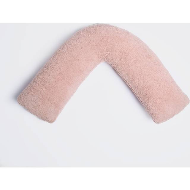 Teddy Fleece V Shaped Pillow Support Pregnancy Orthopaedic Cushion - Pink - One Size