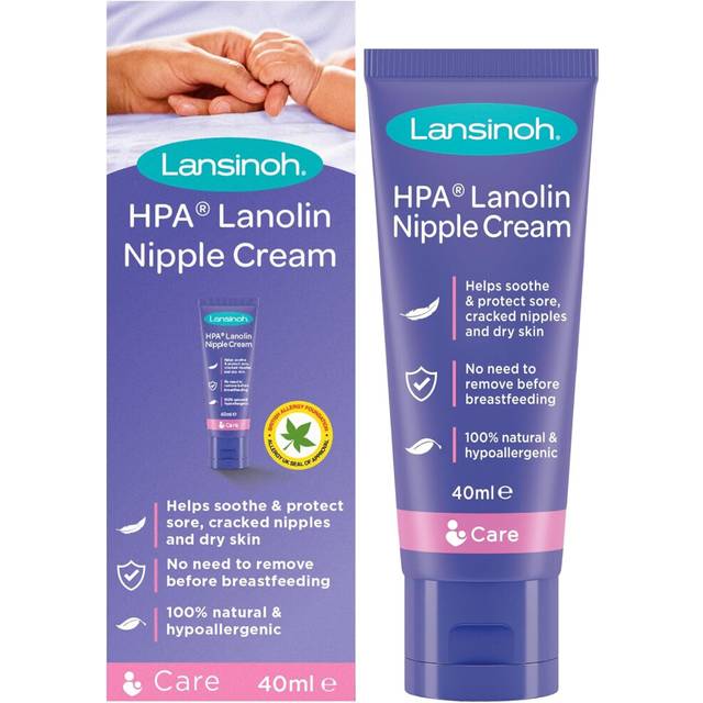 Lansinoh HPA Lanolin Nipple Cream for sore nipple & cracked skin, 100% natural single ingredient, breastfeeding essential, tasteless, odourless, 40ml