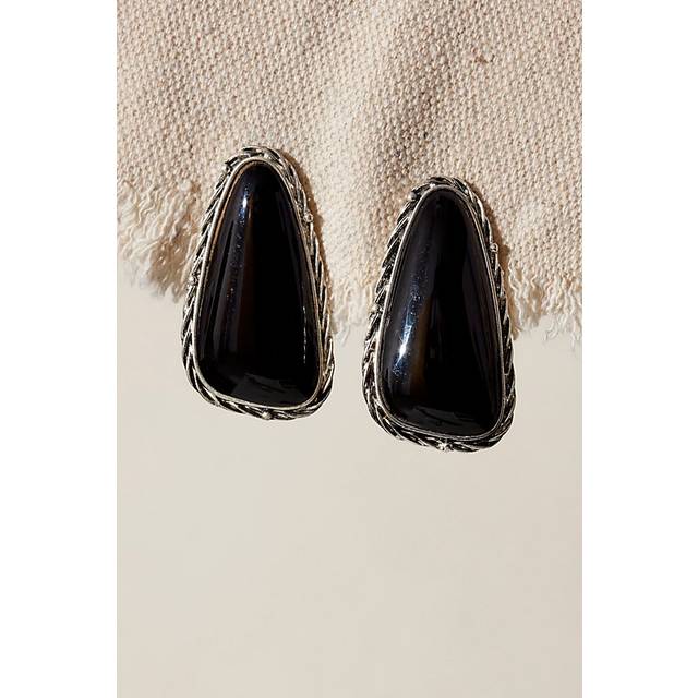 Ada Oversized Stud Earrings in Silver & Black
