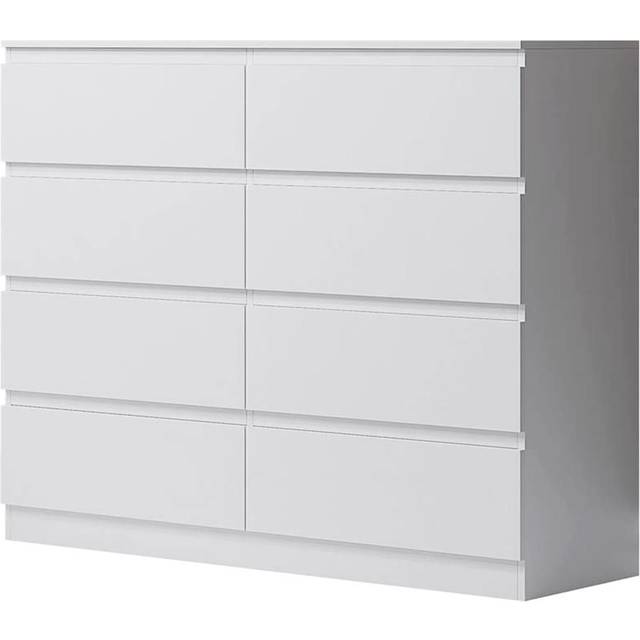 FWStyle Carlton 8 Drawer Matt White Chest of Drawers