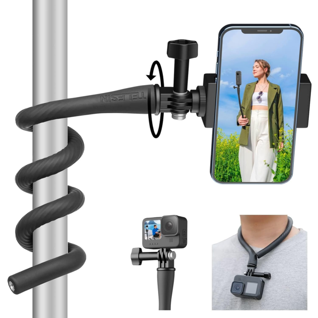 Telesin flexible selfie stick monkey tail mount for gopro hero 13/12/11/10/9/8/7