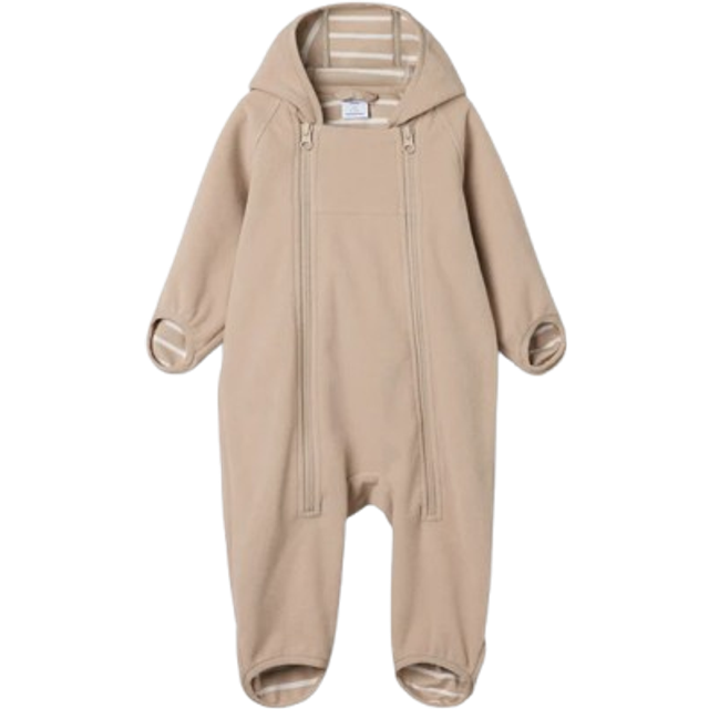 Windproof Fleece Baby Pramsuit - Beige - 1.5-2y x 92