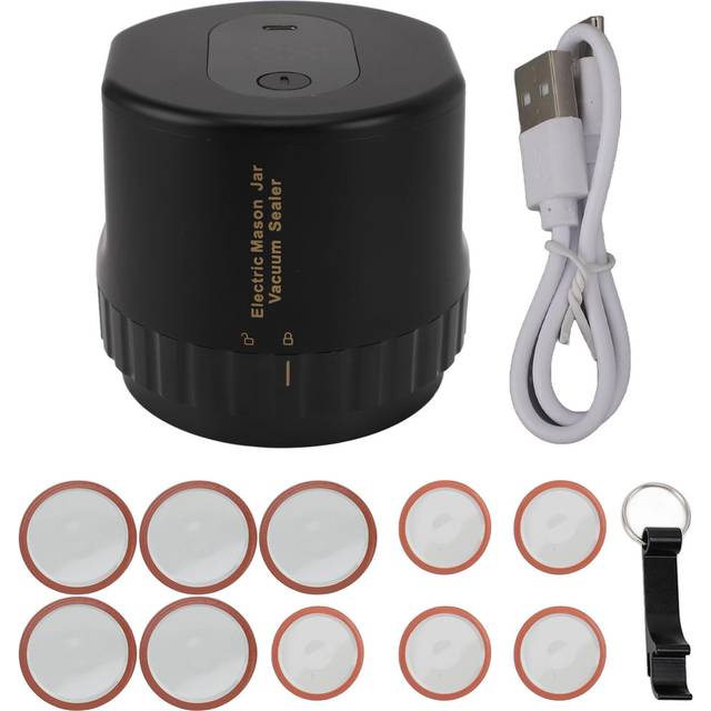 Electric Mason Jar Vacuum Sealer Rechargeable Automatic Cordless Jar Vacuum Sealer for Home Black L black