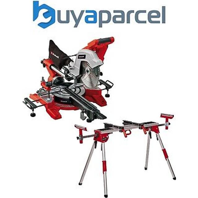 Sliding Mitre Saw 254mm Double Bevel te-sm Dual Sided 240v + 1610 Stand - Einhell