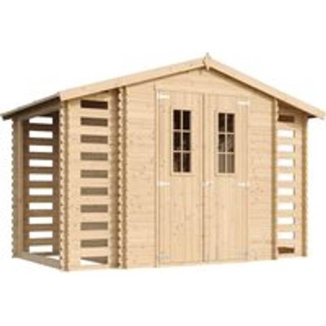 Wooden Garden Shed and Log shed, 19 mm planks - Sheds and Outdoor Storage - Wooden Shed - H218 x 328 x 206 cm / 5.47 m2 (3 m3 capacity), Bike