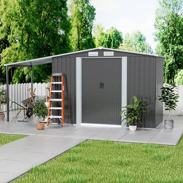 Barny 30 ft. W x 17 ft. D Galvanized Steel Saltbox Storage Shed - White;Dark Grey;Grey (358cm W X 207cm D X 178cm H)