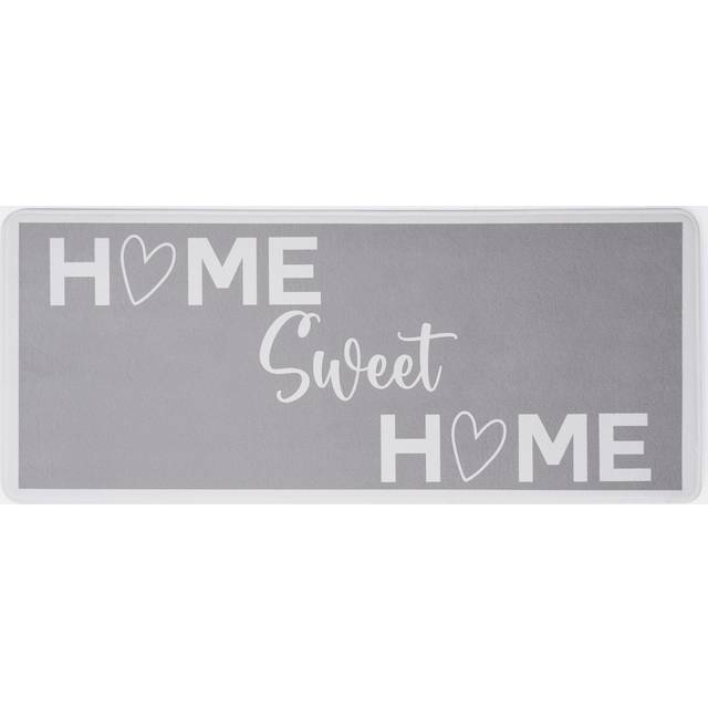 House Door Kitchen Floor Rug Home Sweet Home Runner, Grey - 50 x 120cm - Medium