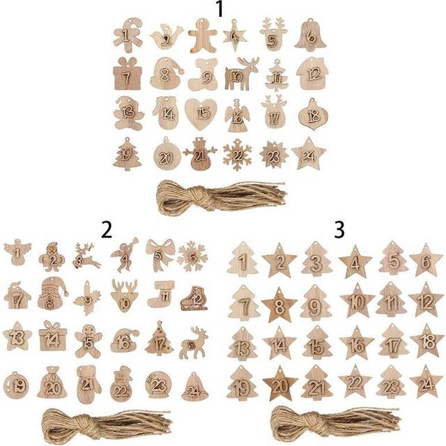 24 Countdown Christmas Advent Calendar Label Xmas Advent Calendar Numbers DIY Gift Bags Hanging Tags