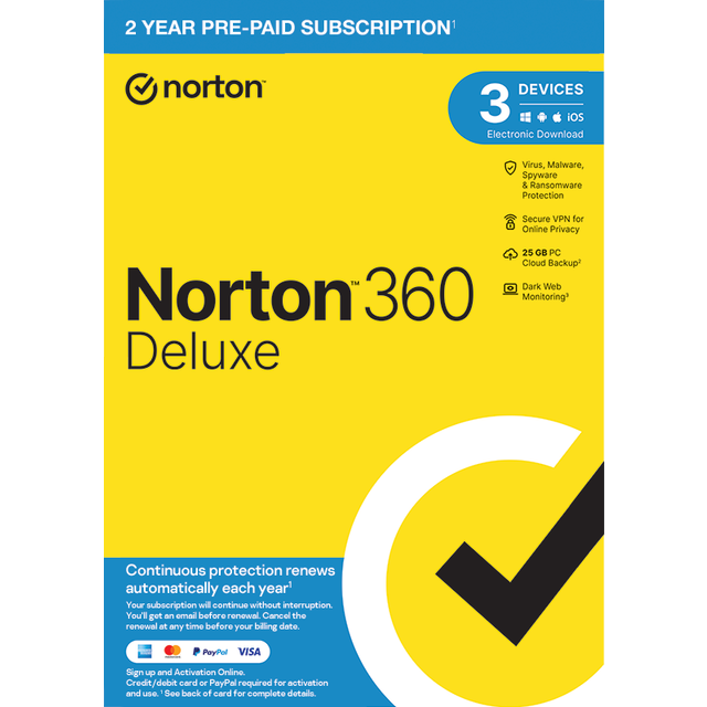 Norton 360 Deluxe 2025, inkl. 25 GB, 3 Geräte - 2 Jahre, Download