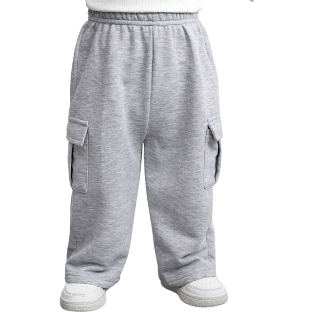 SHEIN Baby Boy/Girl Casual Korean-Style Knitted Sweatpants With Pockets, Loose Fit