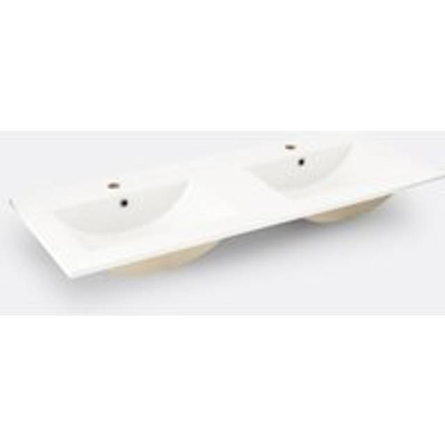 Jaly L120cm Double Ceramic Sink Countertop - White - ONE SIZE
