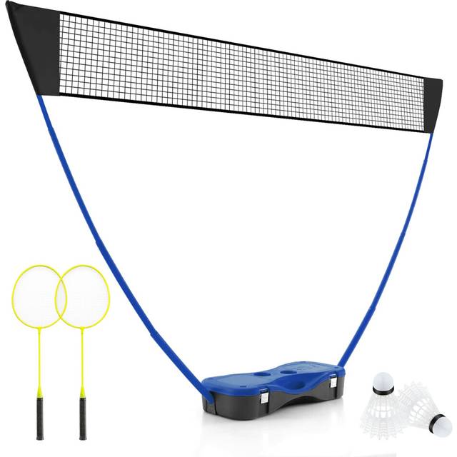 Portable Badminton Net Set All-In-One Badminton Set With Storage Base-Blue