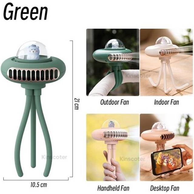 (Green) Stroller Fan Portable Flexible Tripod Clip on Fan