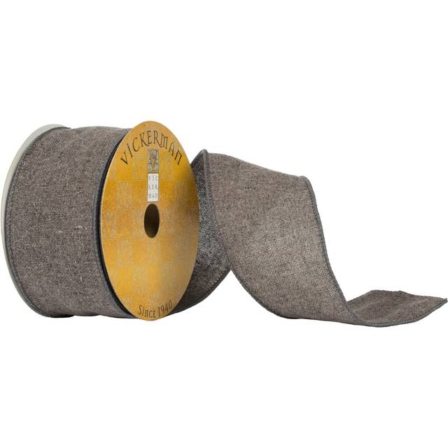 Vickerman Q180545 2.5 in. x 10 yards Woven Dupion Christmas Ribbon, Gray Denim
