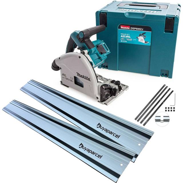 Makita DSP600ZJ 36v Twin 18v Brushless Plunge Cut Circular Saw 2x1.5m Guide Rail