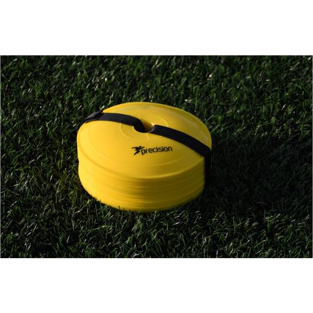 40x YELLOW Near Flat Sports Pitch Markers 8.5 Inch Round Slim Cones & Carry Bag