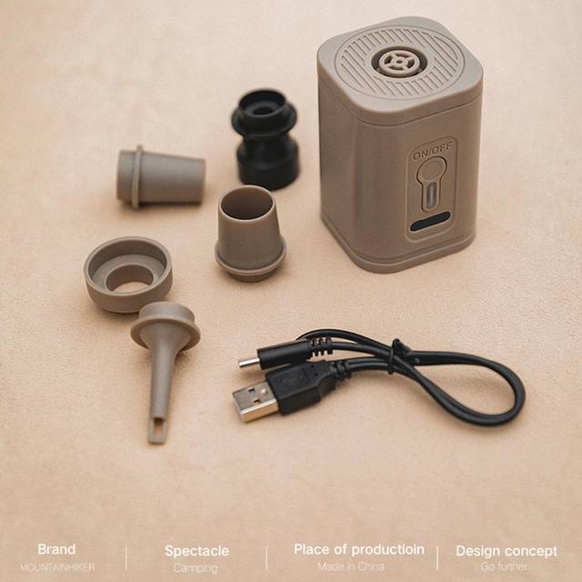 Multifunctional Portable Cordless Electric Inflator Dual-use Outdoor Inflatable and Vacuum Pump grey