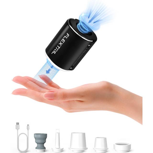 FLEXTAILGEAR Tiny Pump 2X Vacuum Bag Pump with 1300mAh Battery Mini Air Pump 0.2 lbs Type C Rechargeable to Inflate Deflate for Pool Floats Air Bed