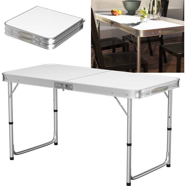 4FT/120cm Folding Garden Camping Table Portable Heavy Duty with Aluminum Legs for Outdoor BBQ Garden Party Picnic Catering Fold Way Foldable Desk