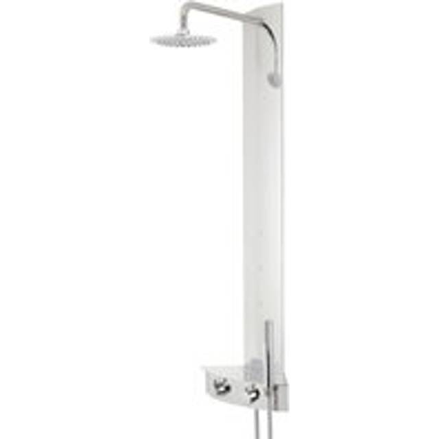 Astley - Modern Corner Thermostatic Shower Tower Panel with Rainfall Shower Head&44 Hand Shower Handset and Body Jets - Chrome - Milano