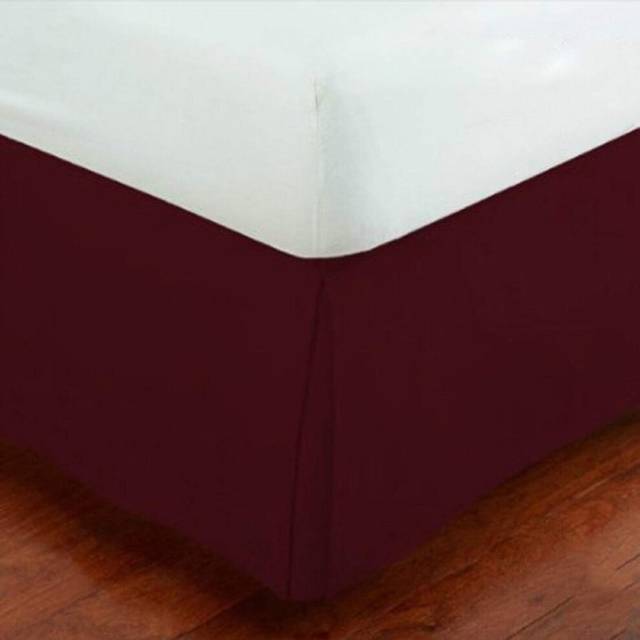 "Queen Size Luxury Tailored Bed Skirt 14"""" Drop Pleated Styling Dust Ruffled Solid Burgundy New"