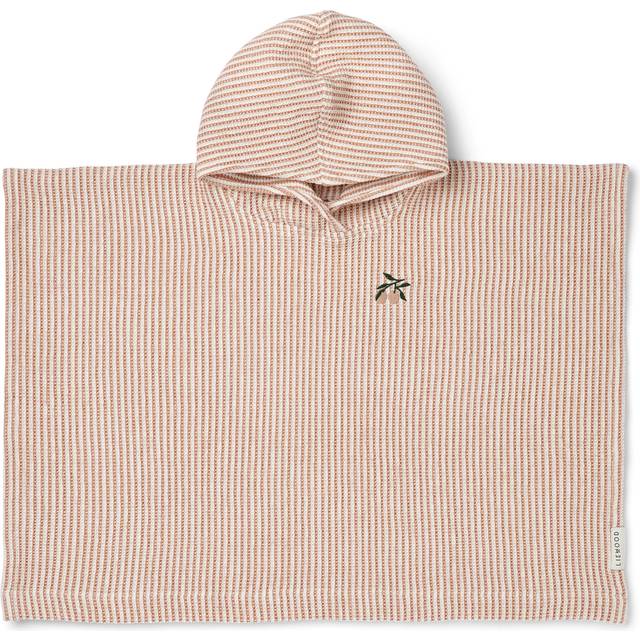 Liewood Girls Dusky Pink Striped Cotton Hooded Poncho Towel