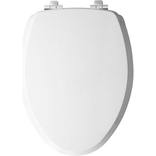Slow Close Elongated White Molded Wood Toilet Seat