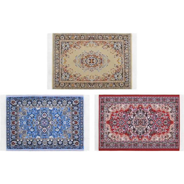 3Pcs 1:12 Miniature Doll House Carpet Miniature Blanket Decorative Dollhouse Carpet Dollhouse Furniture Decoration Miniature Ornament for DIY