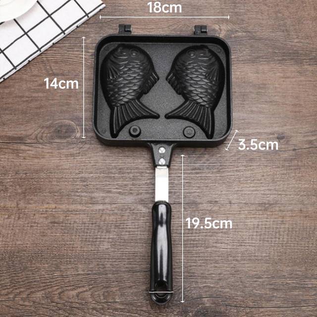 Non-stick Waffle Maker Household Fish-shaped Waffle Iron Aluminum Alloy Baking Mold Anti-scald black