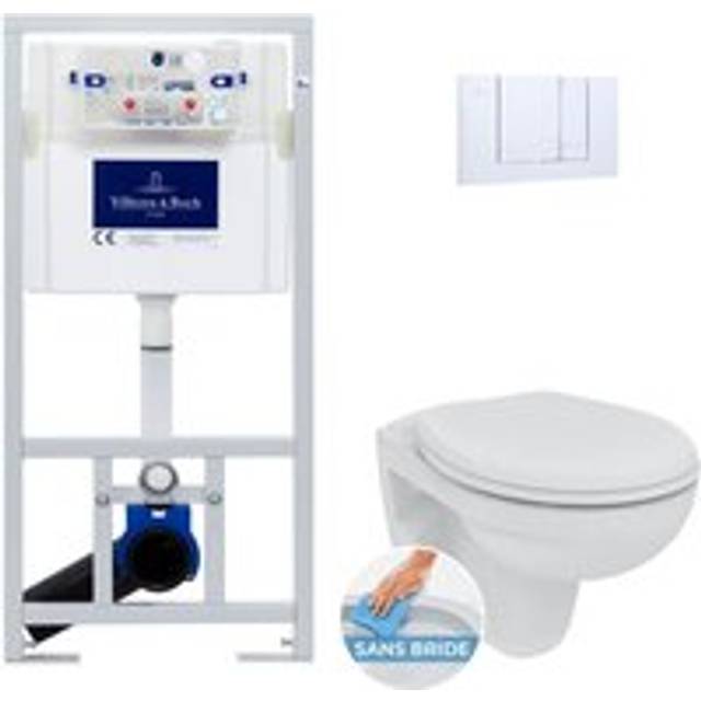 Villeroy&boch - Pack Toilet Frame Porcher Eurovit rimless toilet+ Toilet seat + Chrome plate (ViConnectPorcher-1)