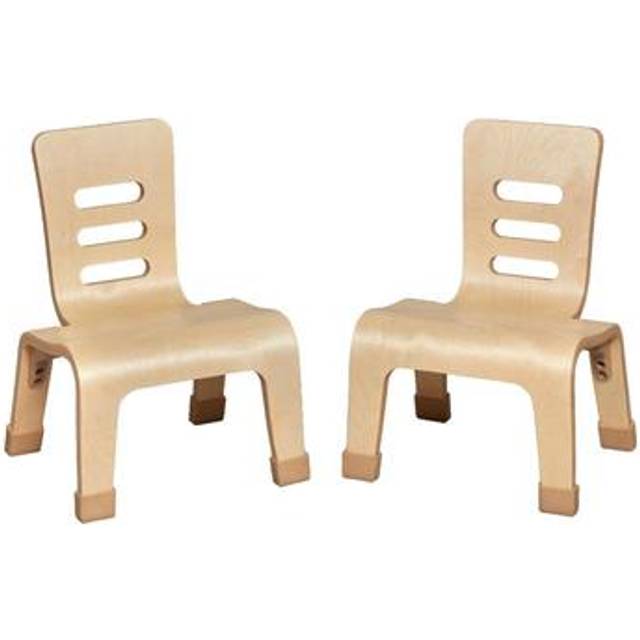 ECR4Kids Bentwood Chair  8in Seat Height  Stackable Seats  Natural  2-Pack