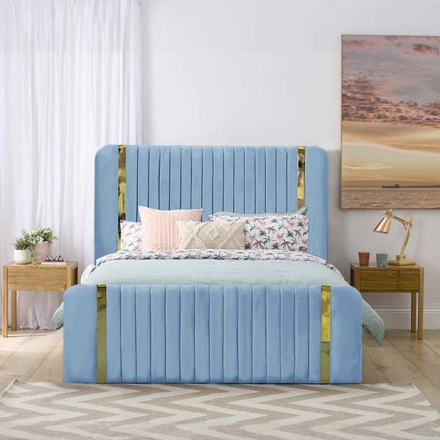 Madelyn Bed Frame - Sky Blue (Kingsize (5&#39;))