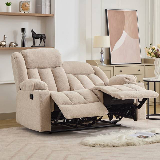 Artemis Home Lovell 2 Seat Recliner Sofa with Cup Holders - Light Brown, Brown