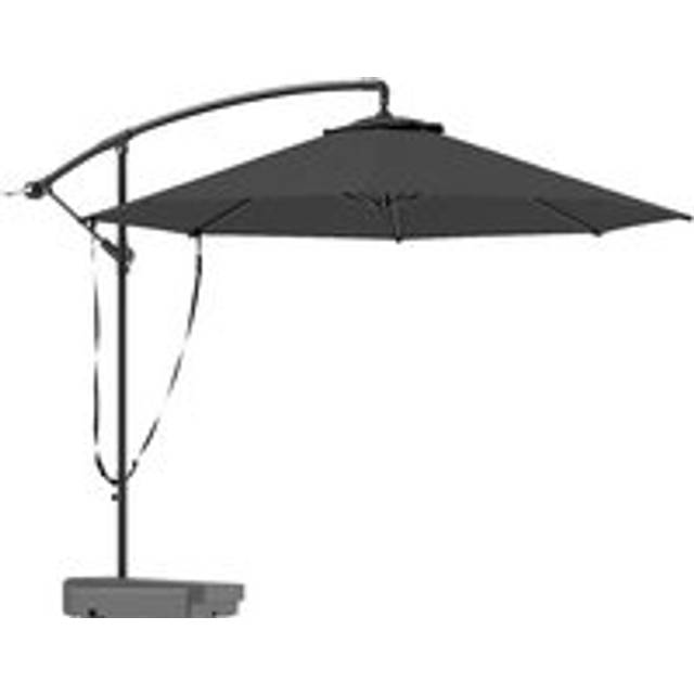 Outsunny Garden Cantilever Parasol with Cover Weighted Base Wind Strap Grey, Grey