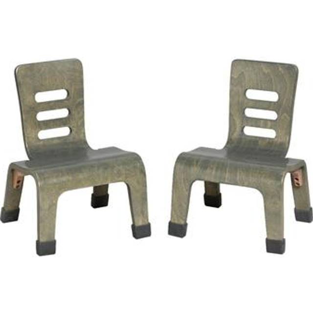ECR4Kids Bentwood Chair  8in Seat Height  Stackable Seats  Grey Wash  2-Pack