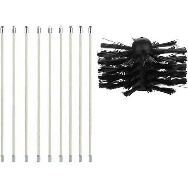 (As show, One size) Chimney Brush Kit,contains 9 (40cm) Flexible Rods And 1 (100mm) Pellet Stove Chimney Sweeping Kit Head